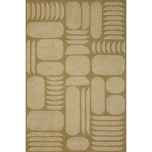 Tapis Madi MDX-03 Brigette Romanek ¡Á Loloi, Olive Claire/Flocons d'Avoine