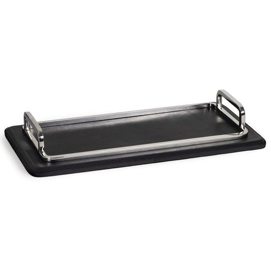Plateau rectangulaire cuir Greyson, Nickel Poli