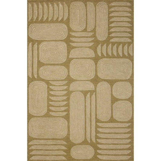 Tapis Madi MDX-03 Brigette Romanek ¡Á Loloi, Olive Claire/Flocons d'Avoine